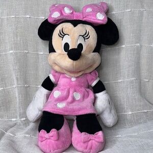Disney Minnie Mouse 21" Large Plush Cuddle Pink & White Polka Dot Dress, Bow GUC